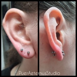 Lobe piercing vstavljen v Puer Aeternus studiu v Sežani